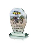 Trofeum szklane z nadrukiem kolorowym grawerowaniem  farbą i etui model 21828591