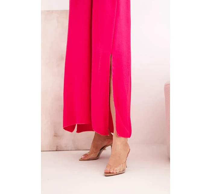 Dlouhé šaty bez ramínek fuchsie