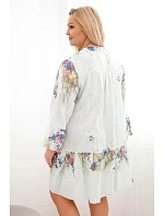 Dámské bavlněné šaty Plus Size s výstřihem do V a knoflíky, květinový vzor mátové