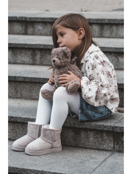 Dětské Teplé Sněhule Semišové Světle béžové model 21597585 - Boto Dětské Teplé Sněhule Semišové Světle béžové model 21597585 - Boto