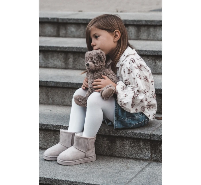 Dětské Teplé Sněhule Semišové Světle béžové model 21597585 - Boto Dětské Teplé Sněhule Semišové Světle béžové model 21597585 - Boto