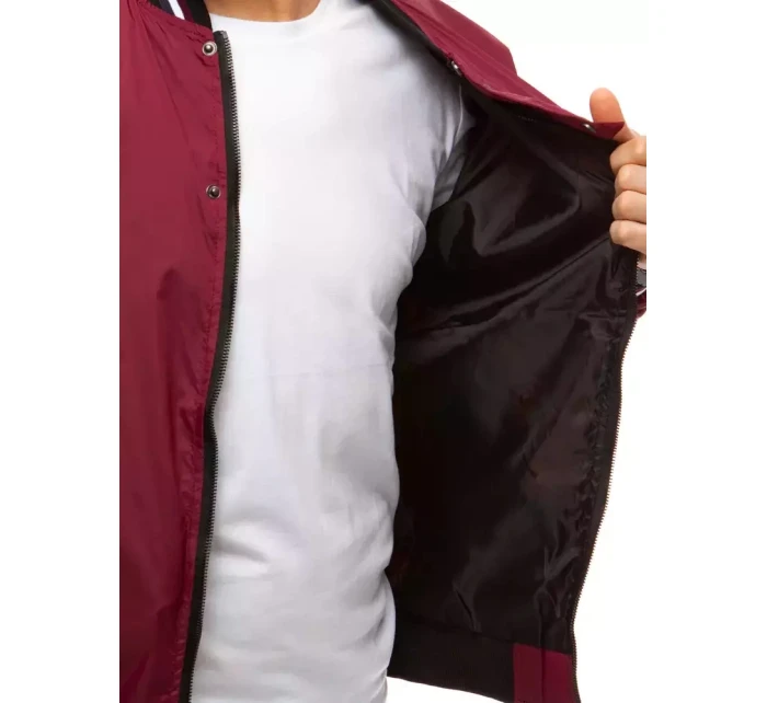 Vínová pánská přechodná bunda FashionStreet TX3681