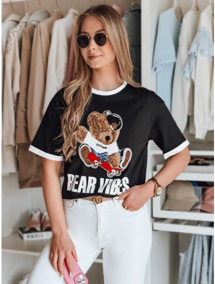 Dámské oversize tričko s výšivkou  černé Dstreet model 21988846 - FashionStreet