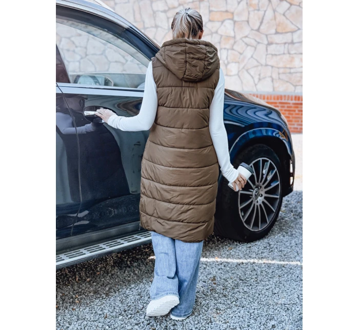 Dlouhá prošívaná béžová vesta FashionStreet TY5253