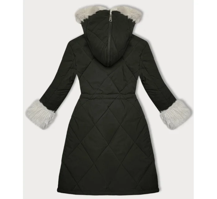 Army-béžová prošívaná zimní bunda s kožešinovou podšívkou Way Mode (WD202308) Army-béžová prošívaná zimní bunda s kožešinovou podšívkou Way Mode (WD202308)