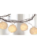 SVĚTLA GIRLANDY KOŽEŠINOVÉ KOULE NA BATERIE 50MM VEDL TEPLÁ BÍLÁ