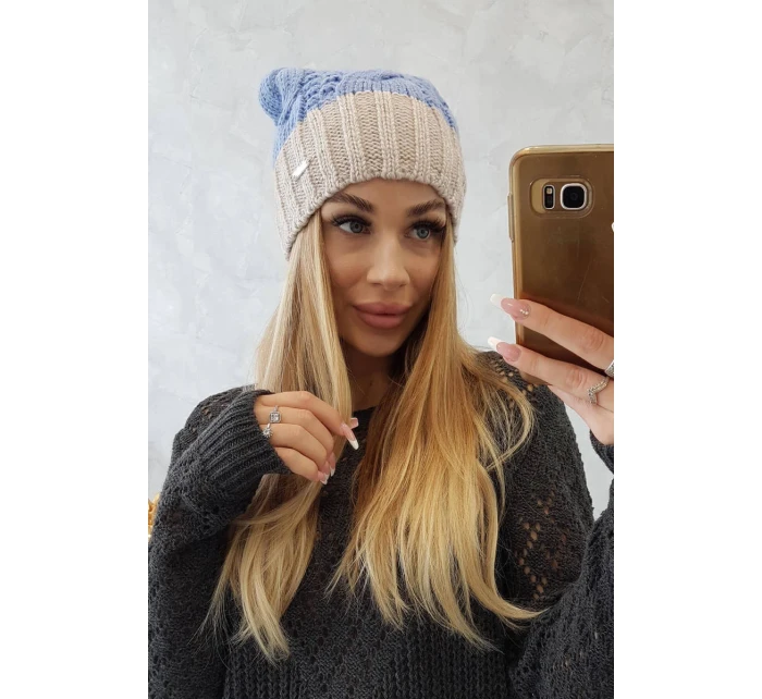 Paris fleecová čepice K212 modrá+béžová