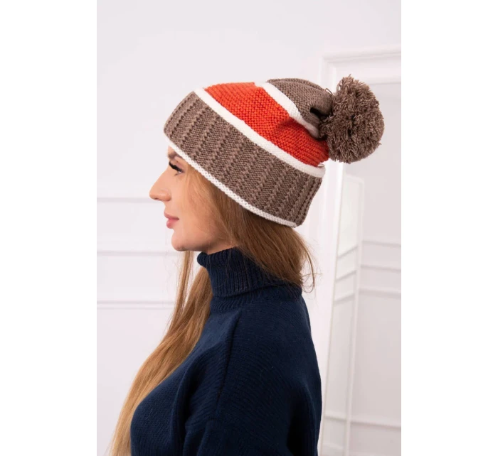 Dámská čepice Kinga K297 cappuccino+rudy Dámská čepice Kinga K297 cappuccino+rudy