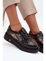 Kožené šněrovací dámské polobotky na platformě model 21710384 - Artiker