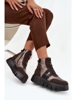 Dámské zateplené kotníkové boty na platformě Vinceza 58562 hnědé Dámské zateplené kotníkové boty na platformě Vinceza 58562 hnědé