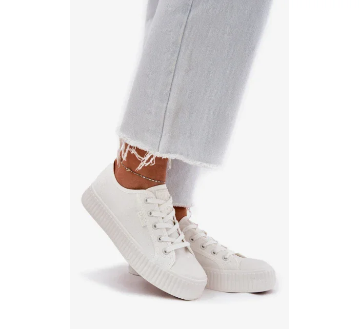 Dámské plátěné tenisky na platformě Big Star – bílé Dámské plátěné tenisky na platformě Big Star – bílé