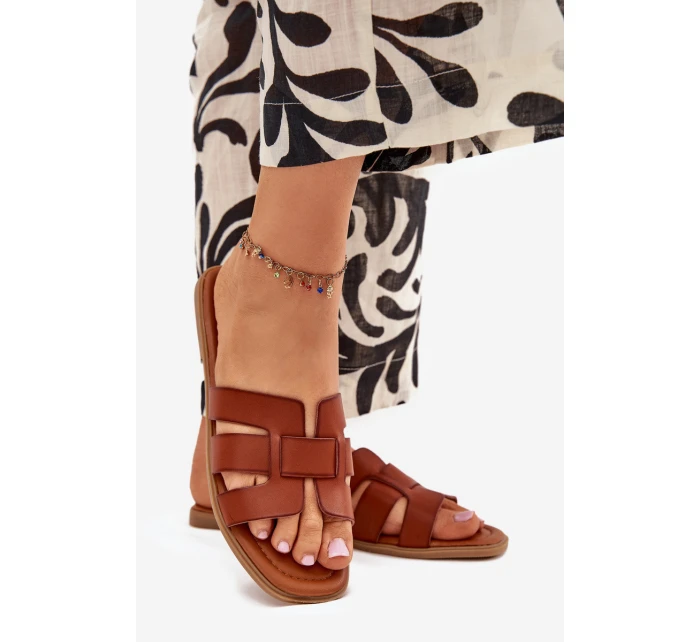 Dámské pantofle na nízkém podpatku – camel Mirona Dámské pantofle na nízkém podpatku – camel Mirona