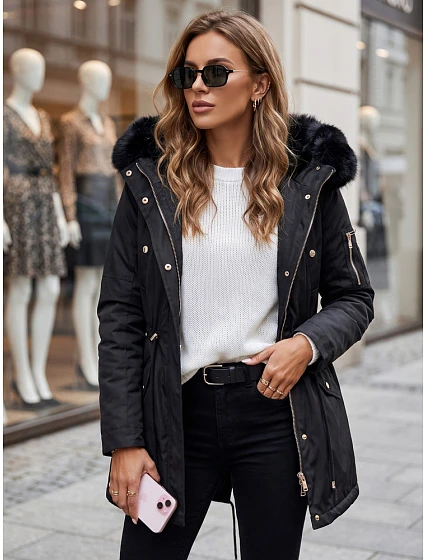 Dámská zimní bunda parka černá Dstreet model 21970996 - FashionStreet Dámská zimní bunda parka černá Dstreet model 21970996 - FashionStreet