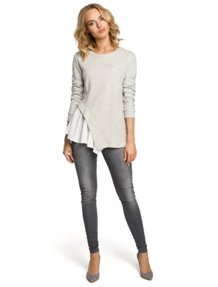 M333 Asymetrická vrstvená halenka - světle šedá