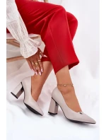 Elegantní dámské lodičky na širokém podpatku Vinceza – šedé