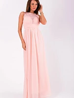 Společenské dámské šaty EVA&LOLA bez rukávů dlouhé růžové - Růžová - EVA&LOLA