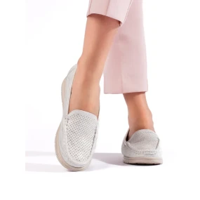 Pěkné bílé  mokasíny dámské bez podpatku