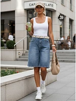 Dámské džínové bermudy s páskem modré FashionStreet SY0545 Dámské džínové bermudy s páskem modré FashionStreet SY0545