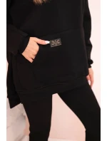 Dámský komplet bavlněný mikina s kapucí a legíny s vysokým pasem černý