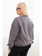 Dámská mikina s model 21723044 výstřihem Plus Size bavlněná basic grafitová - K-Fashion