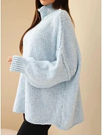 Dámský oversized model 22391394 s přídavkem vlny s rolákem a širokými rukávy modrý - K-Fashion Dámský oversized model 22391394 s přídavkem vlny s rolákem a širokými rukávy modrý - K-Fashion