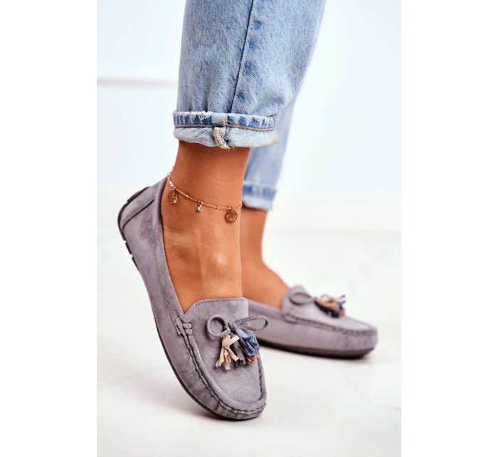 Dámské Semišové Mokasíny model 21530144 Šedé Donna Mia - EVENTO