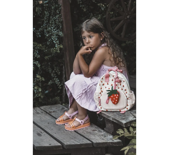 Dětské sandálky na suchý zip  Oranžové model 21662007 - Zaxy