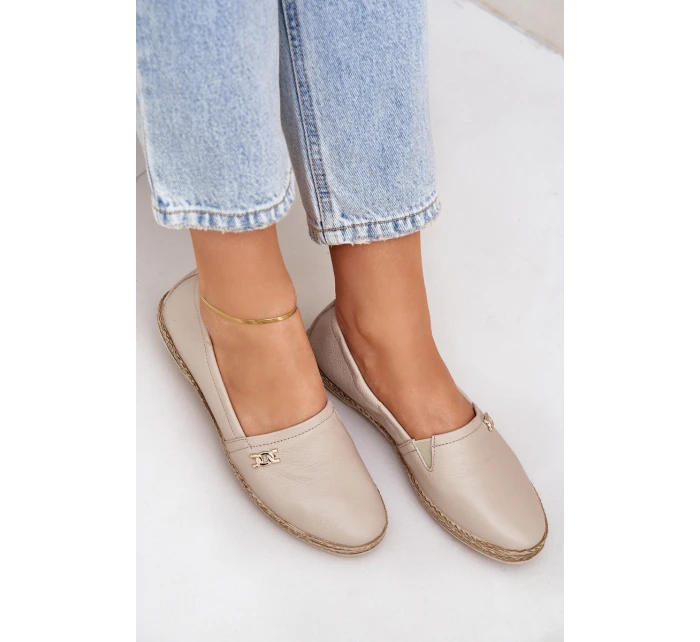 Elegantní Kožené Espadrilky Dámské Béžové model 21684033 - Zazoo
