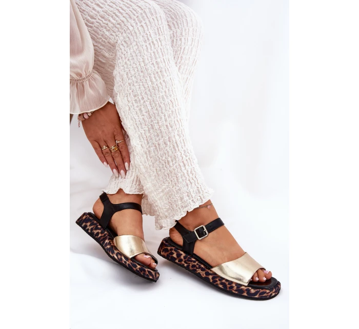 Kožené Elegantní Dámské Sandály model 21691677 Zlaté - S.Barski