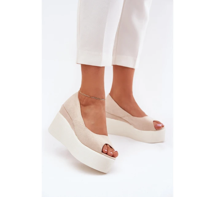Dámské Sandály Na Klínu A Platformě Světle Béžové Felyra