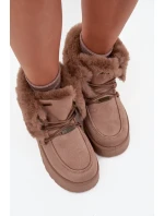 Dámské Sněhule Na Platformě S Kožíškem A Šněrováním Big Star model 21705904 Béžové - Big Star Shoes Dámské Sněhule Na Platformě S Kožíškem A Šněrováním Big Star model 21705904 Béžové - Big Star Shoes