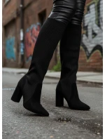 Dámské kozačky na podpatku Černé Yserine