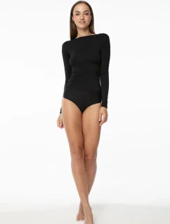 Jednoduché tričko s dlouhým rukávem Black - Julimex