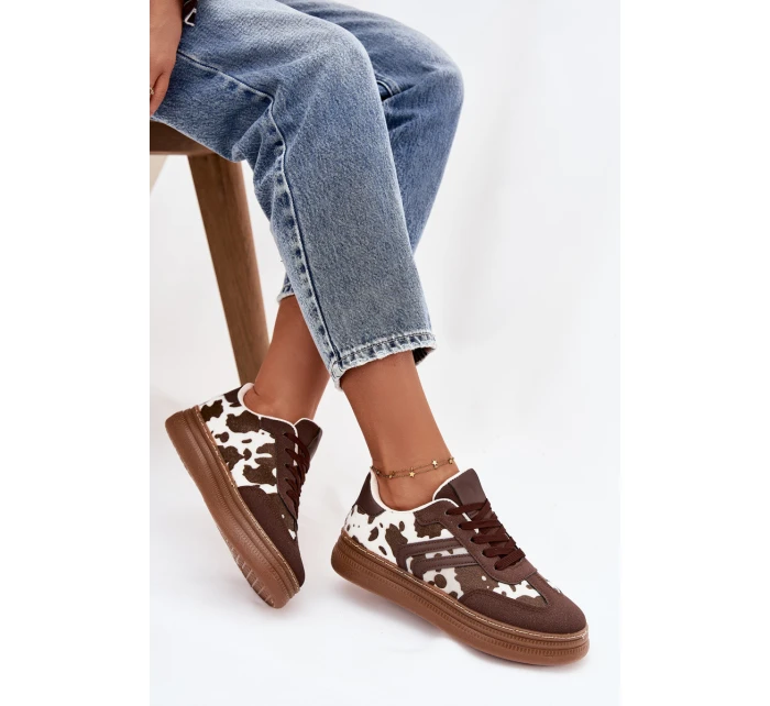 Dámské tenisky na platformě – hnědé Denissa Dámské tenisky na platformě – hnědé Denissa