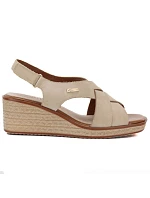 Sergio model 22117012 dámské béžové kožené sandály na platformě - LEONE