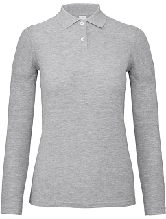 B&C ID.001 LSL /women Dámské piqué polo s dlouhým rukávem 01.0I13 heather grey