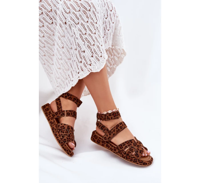 Dámské sandály se suchým zipem leopard Uvissa Dámské sandály se suchým zipem leopard Uvissa
