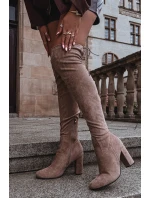 Dámské kozačky na podpatku béžové model 21714951 - Boto