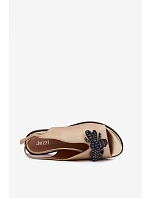 Třpytivé dámské sandály s ozdobou Ploché zlaté Russona