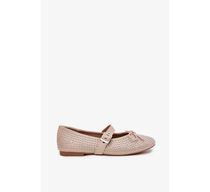 Dámské zdobené baleríny s a páskem – béžové model 21836904 - Kesi