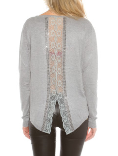 Sexy Koucla pullover with rhinestones and lace