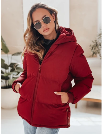 MISSFROST dámská prošívaná bunda s kapucí bordó FashionStreet TY4960