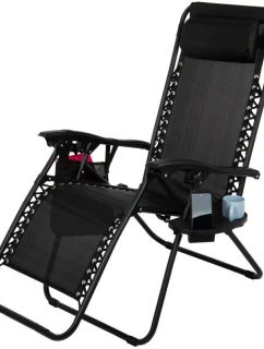 SKLÁDACÍ MULTIFUNKČNÍ ZAHRADNÍ LEHÁTKO 175X52/65X107CM ČERNÉ