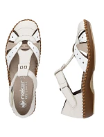 Dámské pohodlné sandály na suchý zip se zabudovanou špičkou béžové Rieker M1655-61 Dámské pohodlné sandály na suchý zip se zabudovanou špičkou béžové Rieker M1655-61