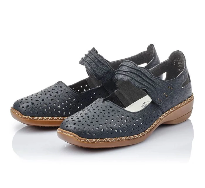 W model 22008934 tmavě modrá kožená polobotka - Rieker