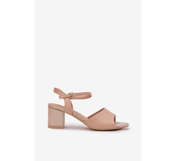 Dámské sandály na podpatku model 21695205 béžové - VINCEZA