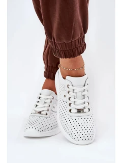 Dámské kožené sportovní boty na platformě Vinceza – bílé
