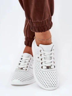 Dámské kožené sportovní boty na platformě Vinceza – bílé