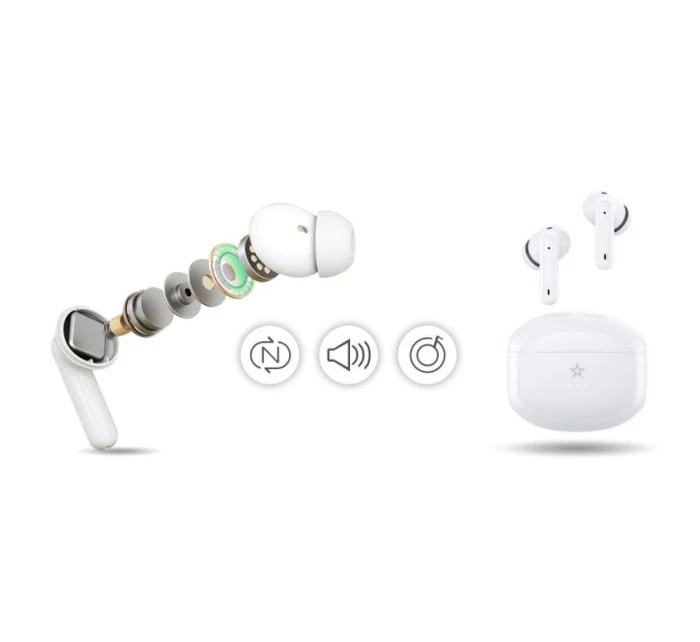 Bezdrátová sluchátka GIEWONT RealSound PRO ANC ENC GWS800-2 White