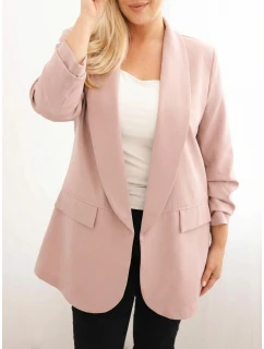 Dámská sako Plus Size elegantní tmavě pudrově růžová